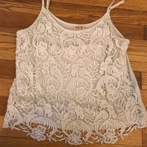 Ivory tank top with lace